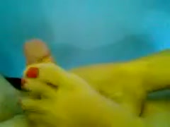 Awesome footjob for me from my experienced milf slutty wife